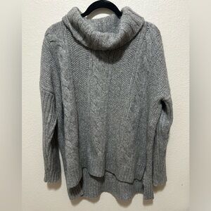Valette Baby Alpaca Oversized Cable Knit Cowl Neck Sweater – Gray – M/L